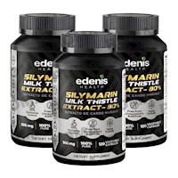 PACK 3 EXTRACTO DE CARDO MARIANO 80% 120 CÁPSULAS EDENIS HEALTH