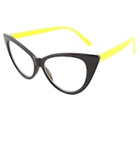 Montura De Lentes O Gafas CatEye Negro Con Patas Amarillas