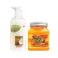 Pack de Exfoliante Y Crema Corporales de Coco y miel Wokaly de 500 ml