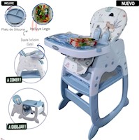 Silla Carpeta Hi Baby Gato 3 en 1 Azul con Plato y Lego