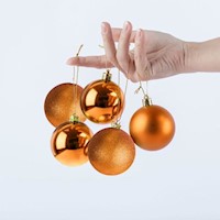 Tubo de 9 Bolas de Navidad de 8 cm - Naranja