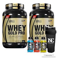 COMBO LEVEL PRO - 2 WHEY GOLD PRO 2.43 LIBRAS VANILLA CREME + SHAKER