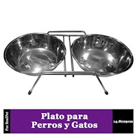 Plato Doble de Acero para Perro y Gato