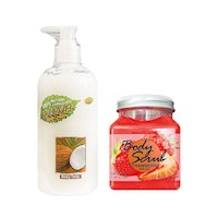 Pack de Exfoliante Y Crema Corporales de Coco y Fresa Wokaly de 500 ml