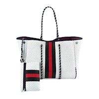 Bolso de neopreno Blanco con Rojo