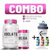 COMBO MSLAVA FIT - ISOLATE FIT 2.65 LIBRAS FRESA + BCAA 500GR. RASPBERRY +SHAKER