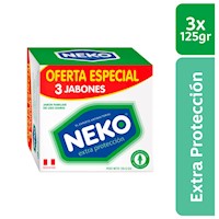 Jabones Neko Extra Protección Antibacterial 125g x3