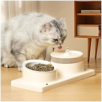 Comedero y Bebedero con Fuente de Agua Eléctrico para Mascotas Gato Perro