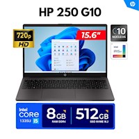 LAPTOP HP 250 G10/ 15.6" HD LED/ Core i5-1335U 4.60GHz 10 Núcleos/ 8GB DDR4, 512GB SSD/ FREEDOS
