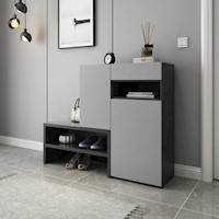 Zapatera con Gabinete Lucio color Gris/Negro Tu Mesita