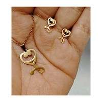 Set Aretes y Collar Enfermera Estetoscopio Dorado