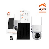 Cámara Wifi PTZ Next NHC-OP20S 3MP 2K Panel Solar Sirena Reflector IP65 + SD64GB