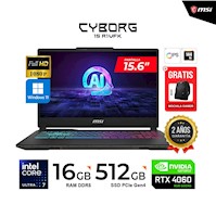 LAPTOP MSI CYBORG15 /15.6"FHD/ CORE ULTRA 7 / RTX4060 8GB/512GB/16GB DDR5/ Win11