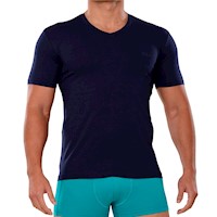 Polo Manga Corta Fila Cuello V Azul Marino