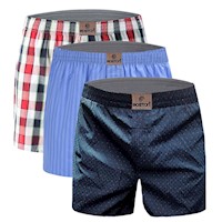 Pack x3 Bóxer Boston de Tela Plana Multidiseños