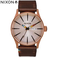 Reloj Nixon Sentry A1053173 Fecha Correa de Cuero Marrón