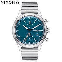 Reloj Nixon Station A1162307 fecha Cronometro Acero Inoxidable Dial Azul Turquesa