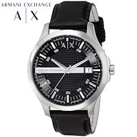 Reloj Armani Exchange AX2101 Fecha Acero Inoxidable Correa De Cuero y Dial Negro