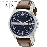 Reloj Armani Exchange Hampton AX2133 Fecha Correa Cuero Marron Dial Azul