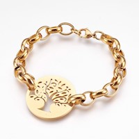 Pulsera Mujer Arbol de la Vida BP000102 - Acero Inoxidable 304 Dorado