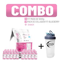 COMBO FITFEM - FITMASS 5 KG. CHOCOLATE + 2 COLLAGEN FIT PACK BLUEBERRY + SHAKER