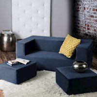 Sofa Niza + 2 Puff - Azul
