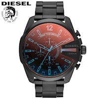 Reloj Diesel Mega Chief DZ4318 Fecha Cronometro Cristal iridiscente Acero Inoxidable Negro