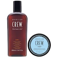 3 en 1 Shampoo, Conditioner y Body Wash + Cera Mate Fiber 85gr American Crew Men