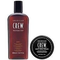 3 en 1 Shampoo, Conditioner, Body Wash +Cera Heavy Hold Pomade American Crew Men