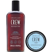 Shampoo Exfoliante 250ml + Cera Mate Fiber 85gr American Crew Men