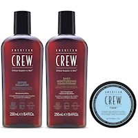 Shampoo Exfoliante + Acondicionador +Cera Fiber 85gr American Crew Men