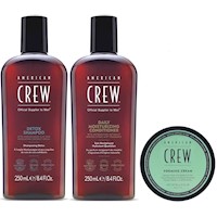 Shampoo Exfoliante + Conditioner +Cera Forming Cream American Crew Men
