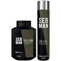 Shampoo 250ml + Spray Fijación Fuerte The Fixer SEB MAN