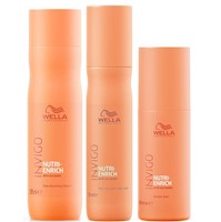 Shampoo 250ml + Spray Anti Frizz + Bálsamo Wella Invigo Nutri Enrich