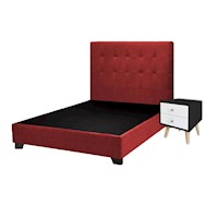 Cama 1.5 plz + Velador ARIEL - FALOTIH - Rojo