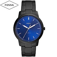 Reloj Fossil Minimalist FS5693 Ultra Delgado Acero Inoxidable Negro Dial Azul
