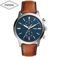 Reloj Fossil Townsman FS5279 Cronometro Correa De Cuero - Marrón Azul
