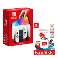 Consola Nintendo Switch Oled Blanco + Memoria Micro SD 128 GB Edicion Mario