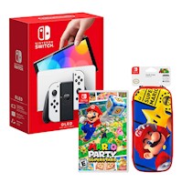 Consola Nintendo Switch Oled Blanco + Mario Superstar + Estuc Vault Super Mario