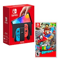 Consola Nintendo Switch Oled Neon + Super Mario Odyssey