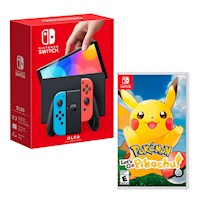 Consola Nintendo Switch Oled Neon + Pokemon Lets Go Pikachu