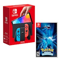 Consola Nintendo Switch Oled Neon + Pokemon Brilliant Diamond