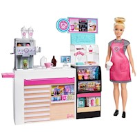 Barbie Set de Cafetería + Muñeca