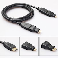 Cable HDMI - HDMI Multiple 3 en 1 + AdaptadoreS Mini, Micro HDMI