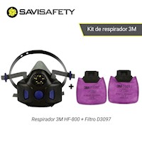 Kit respirador 3M HF-800 + Filtro D3097 para Partículas P100