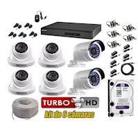 Cámaras de Seguridad Kit 6 HIKVISION HD 720p disco 1tb WD COMPLETO J128
