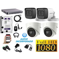 Cámaras Seguridad Kit 4 HIKVISION FULLHD con Audio Incorporado 1tb
