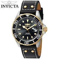 Reloj Invicta Pro Diver 22074 Fecha Acero Inoxidable Correa de Cuero Negro