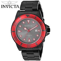 Reloj Invicta Pro Diver 90296 Fecha Acero Inoxidable Negro Rojo Dial Gris