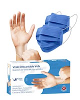 Kit de Protección: Guantes de Vinilo Descartables + Mascarillas Descartables